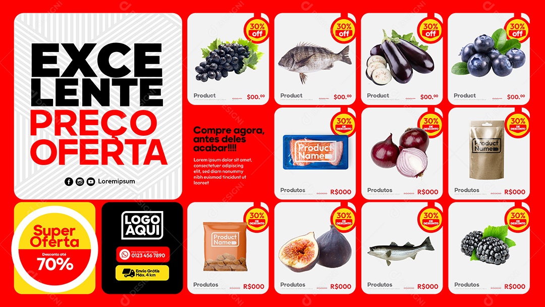 Social Media Banner Template Excelente Preço Oferta EPS Editável