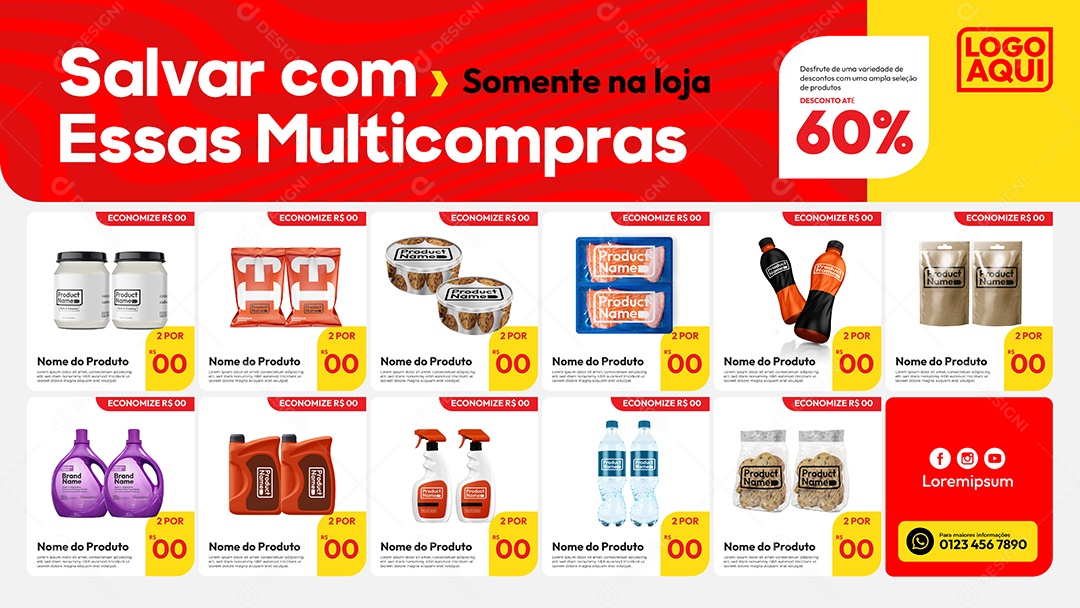 Social Media Banner Template Salvar Com Essas Multicompras EPS Editável