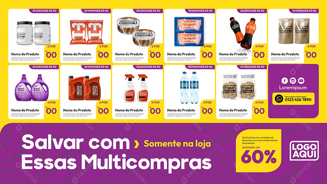 Social Media Banner Template Salvar Com Essas Multicompras EPS Editável