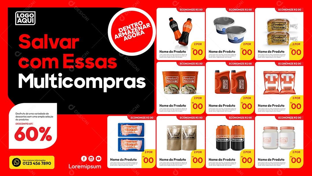 Social Media Banner Template Supermercado EPS Editável