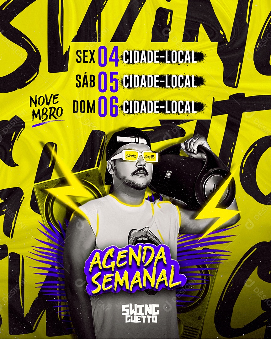 Flyer Agenda Semanal Swing guetto Social Media PSD Editável