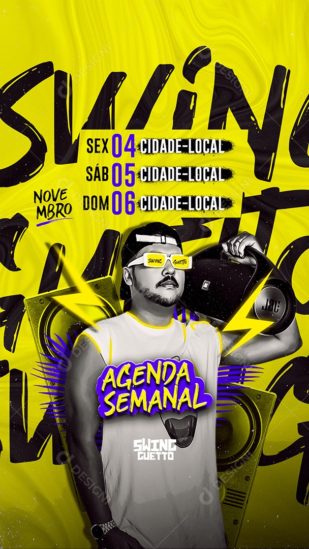 Flyer Agenda Semanal Swing guetto Social Media PSD Editável
