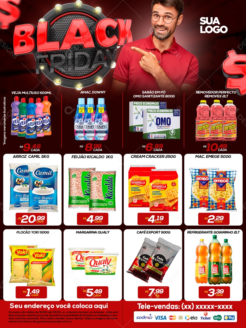 Social Media Encarte Black Friday Supermercados Ofertas Promoção PSD