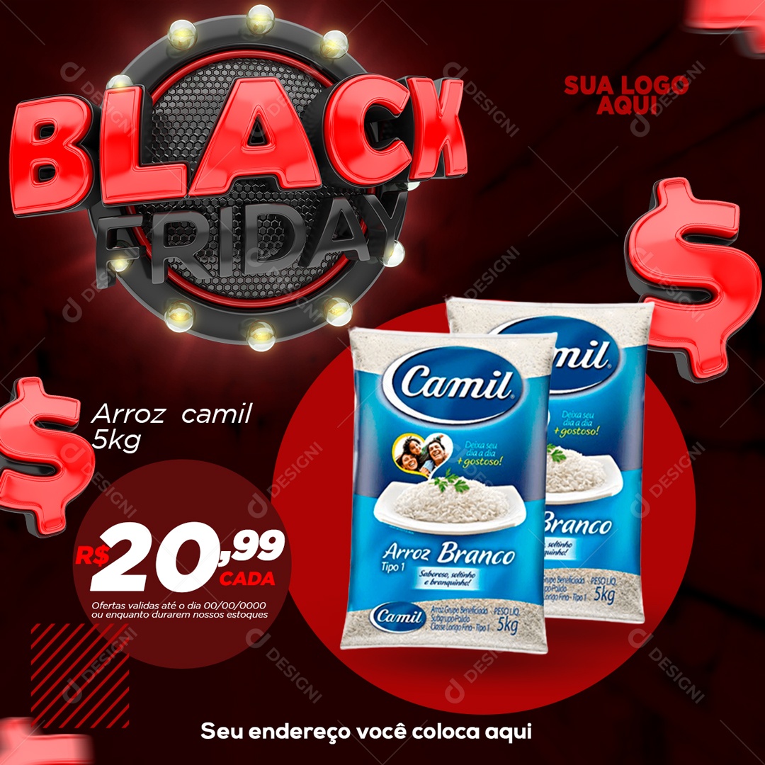 Social Media Black Friday Supermercados Promoção PSD Editável