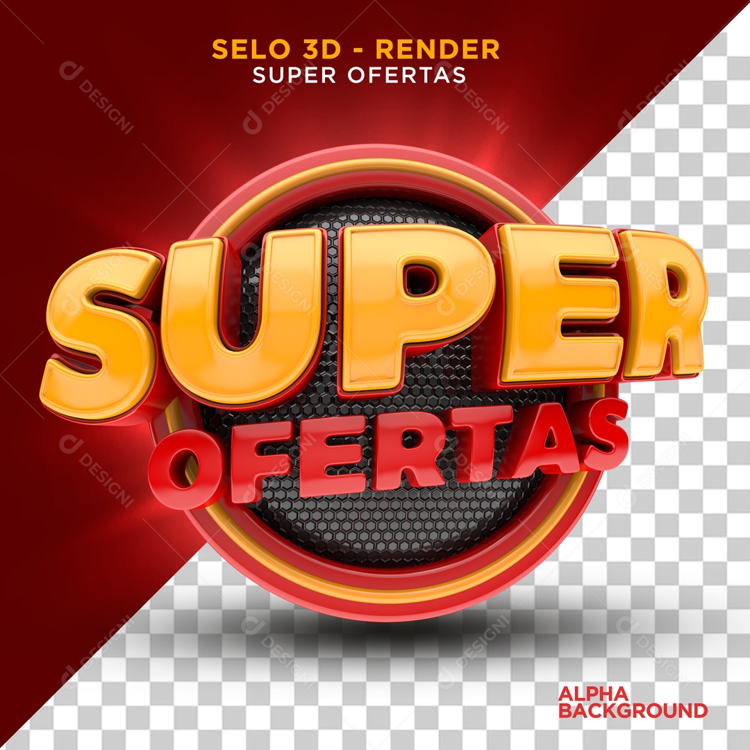 Selo 3D Super Ofertas Para Composição PSD