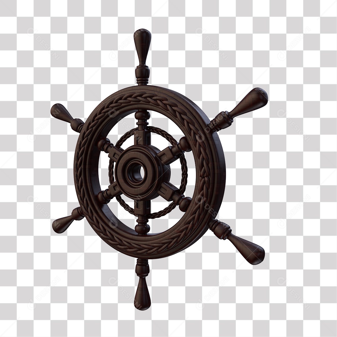 Volante de Navio Elemento 3D PNG Transparente