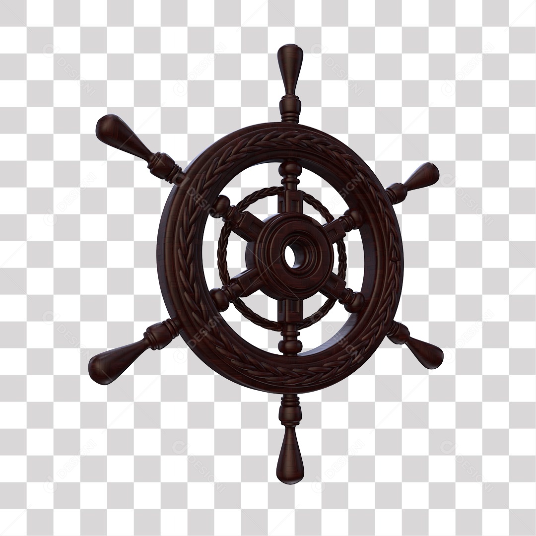 Volante de Navio Elemento 3D PNG Transparente