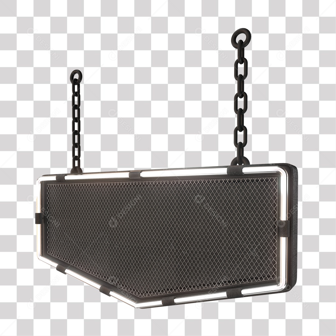 Placa Metálica Para Composição de Texto Com Luzes Neon Elemento 3D PNG Transparente