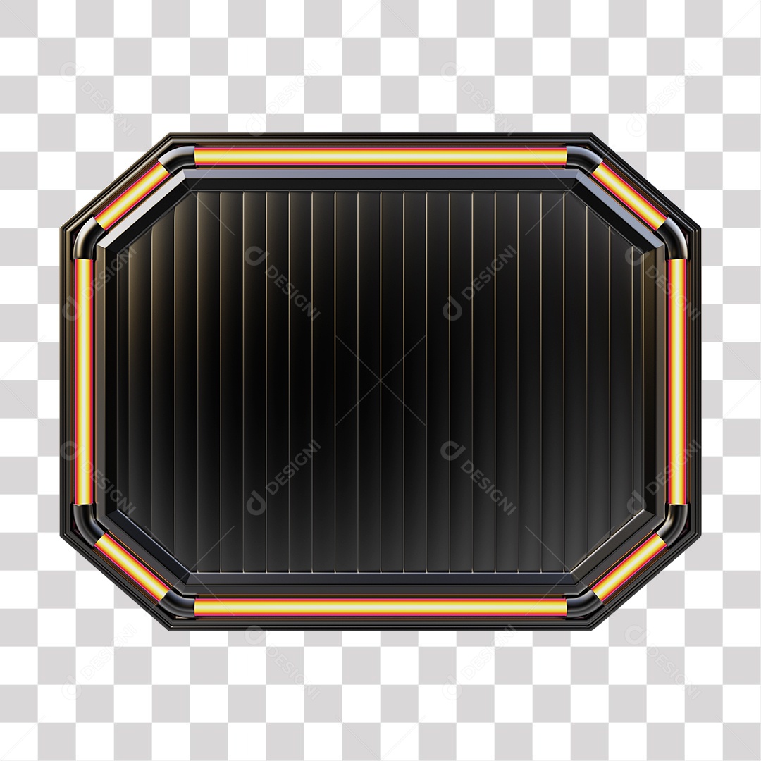 Placa Metálica Para Composição de Texto Com Luzes Neon Elemento 3D PNG Transparente