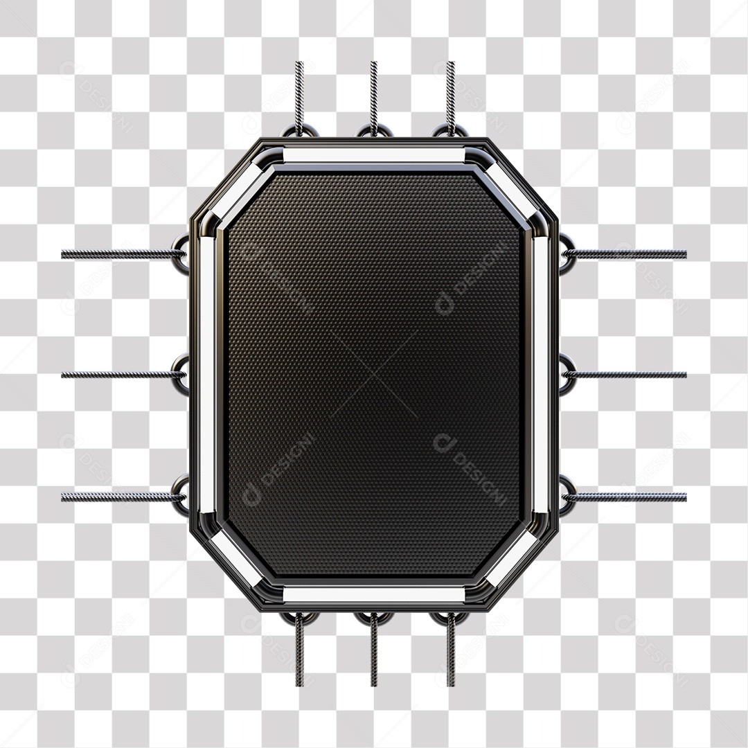 Placa Metálica Para Composição de Texto Com Luzes Neon Elemento 3D PNG Transparente