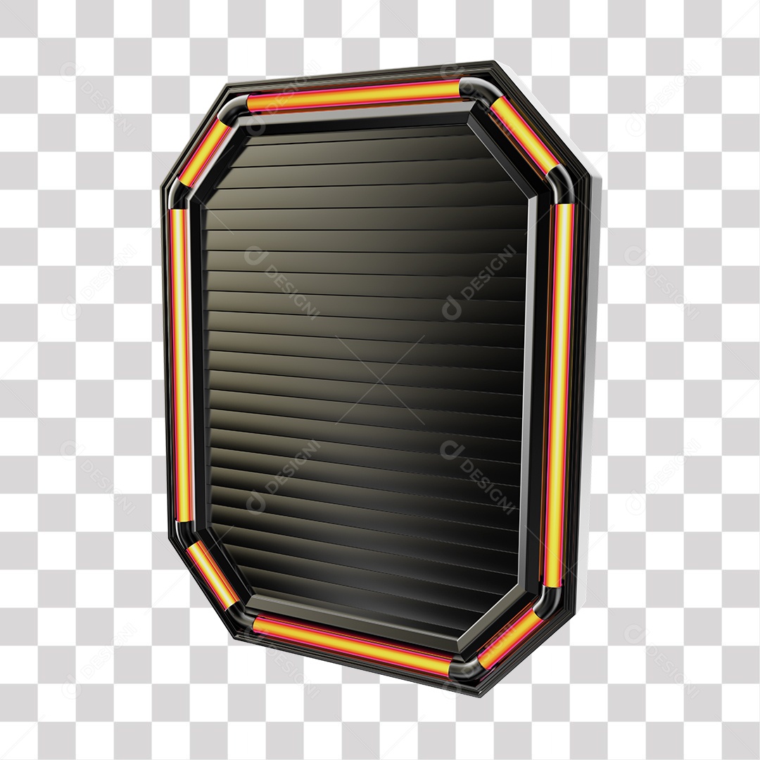 Metal plate for text composition with neon lights 3d element Transparent PNG