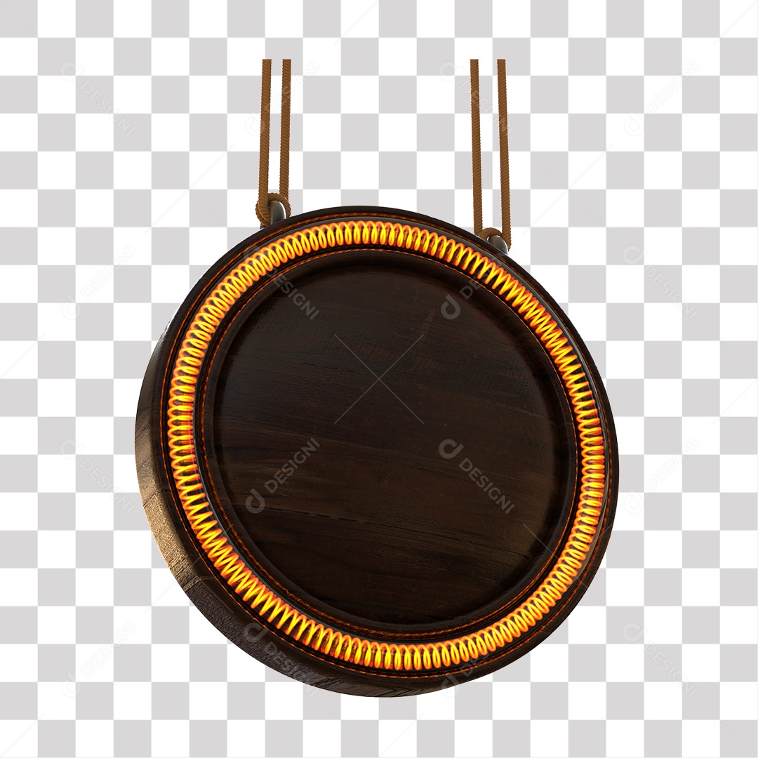 Placa de Madeira Com Luz Elemento 3D para Composição PNG Transparente