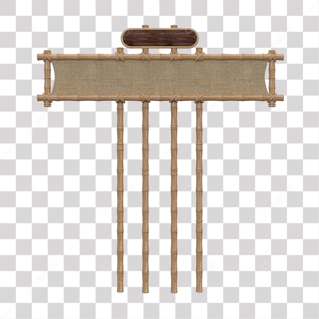 Placa de Madeira Elemento 3D para Composição PNG Transparente