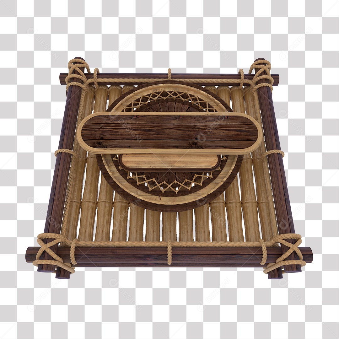Placa de Madeira Elemento 3D para Composição PNG Transparente