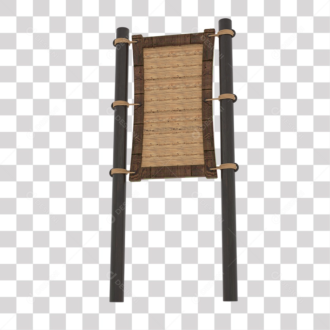 Placa de Madeira Elemento 3D para Composição PNG Transparente