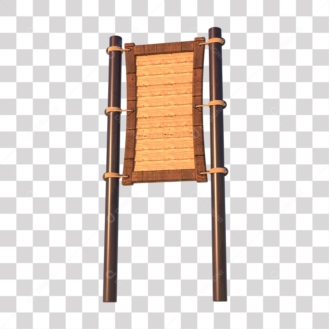 Placa de Madeira Elemento 3D para Composição PNG Transparente