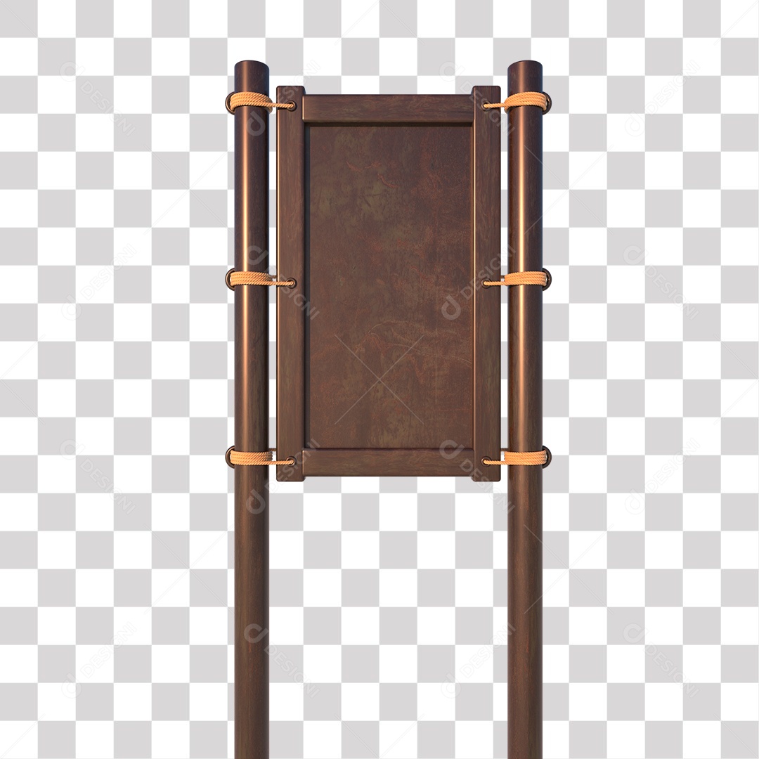 Placa de Madeira Elemento 3D para Composição PNG Transparente