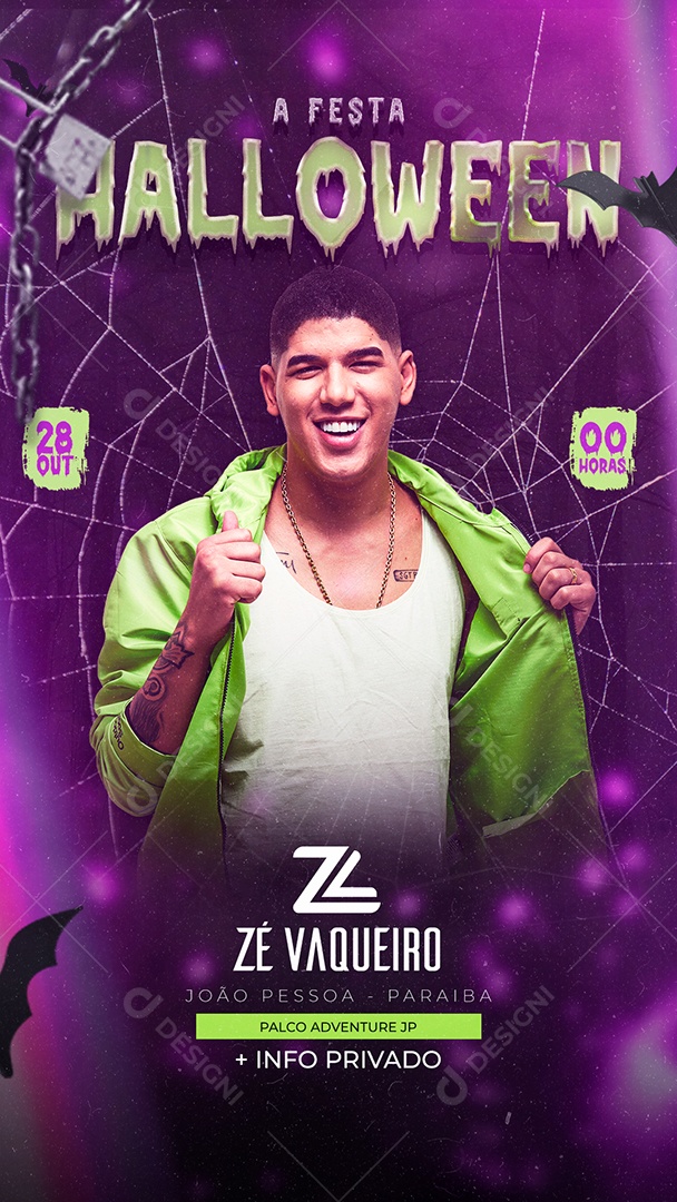 Story A Festa Halloween Zé Vaqueiro Flyer Social Media PSD Editável