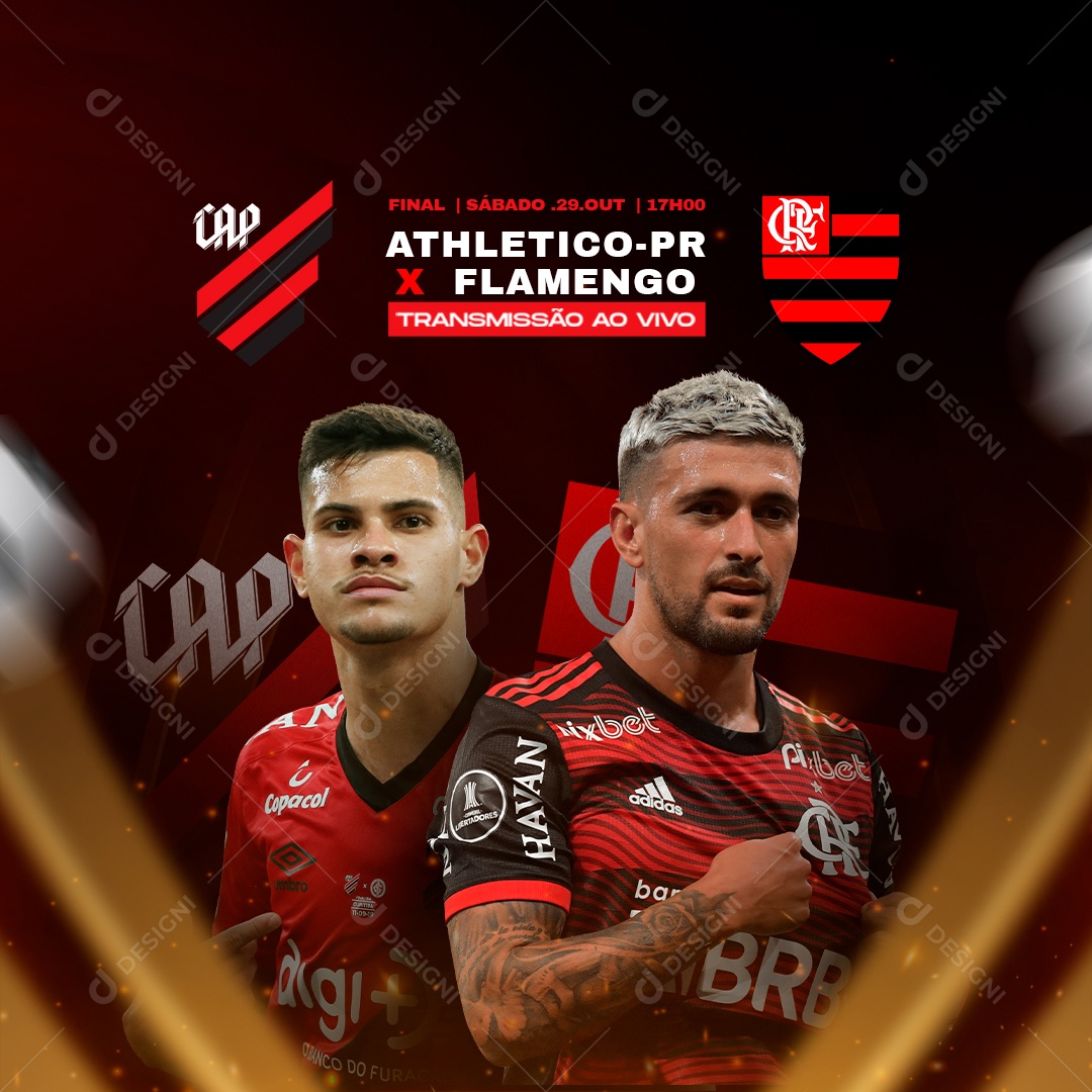 Final Athletico Paranaense vs Flamengo Copa Libertadores Social Media PSD Editável