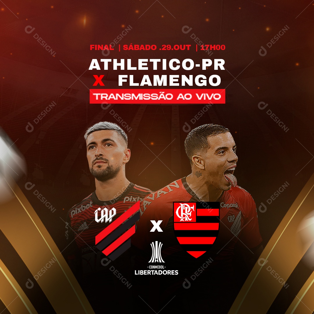 Final Athletico Paranaense vs Flamengo Copa Libertadores Social Media PSD Editável