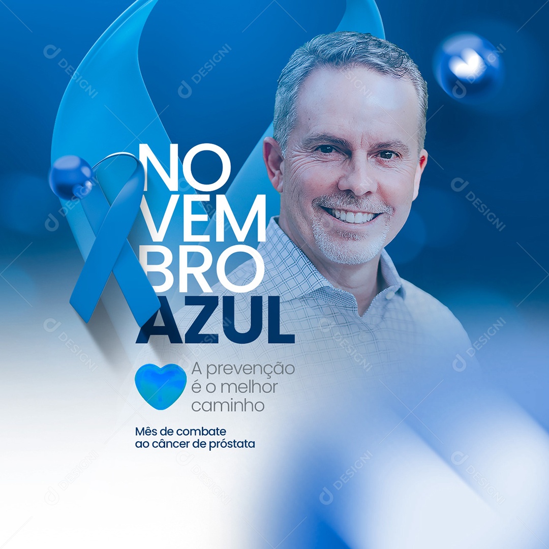 A Prevenção é o Melhor Caminho Novembro Azul Social Media PSD Editável