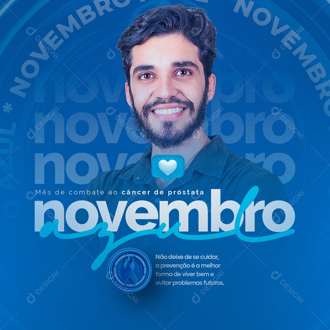 Não Deixe de Se Cuidar Novembro Azul Social Media PSD Editável