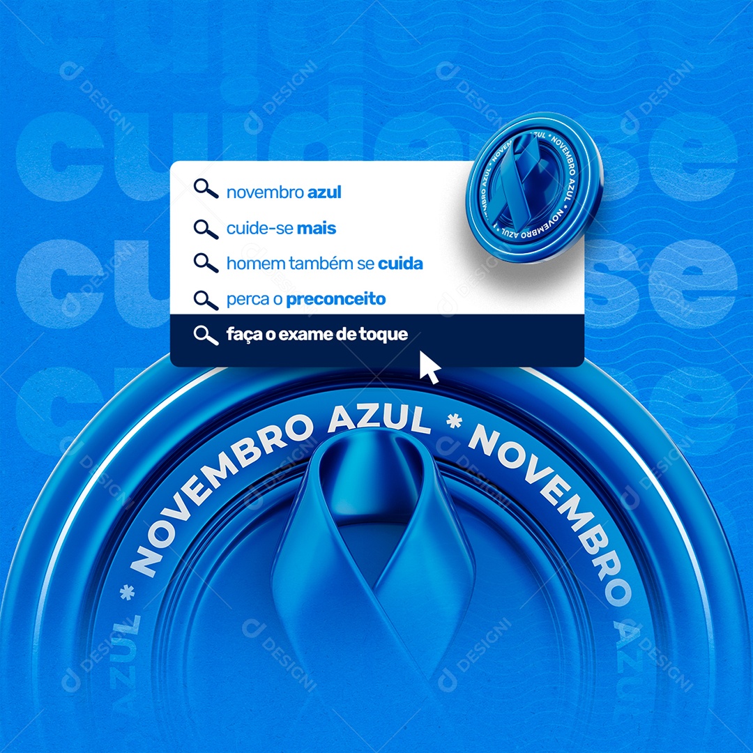 Cuide se Mais Perca o Preconceito Novembro Azul Social Media PSD Editável