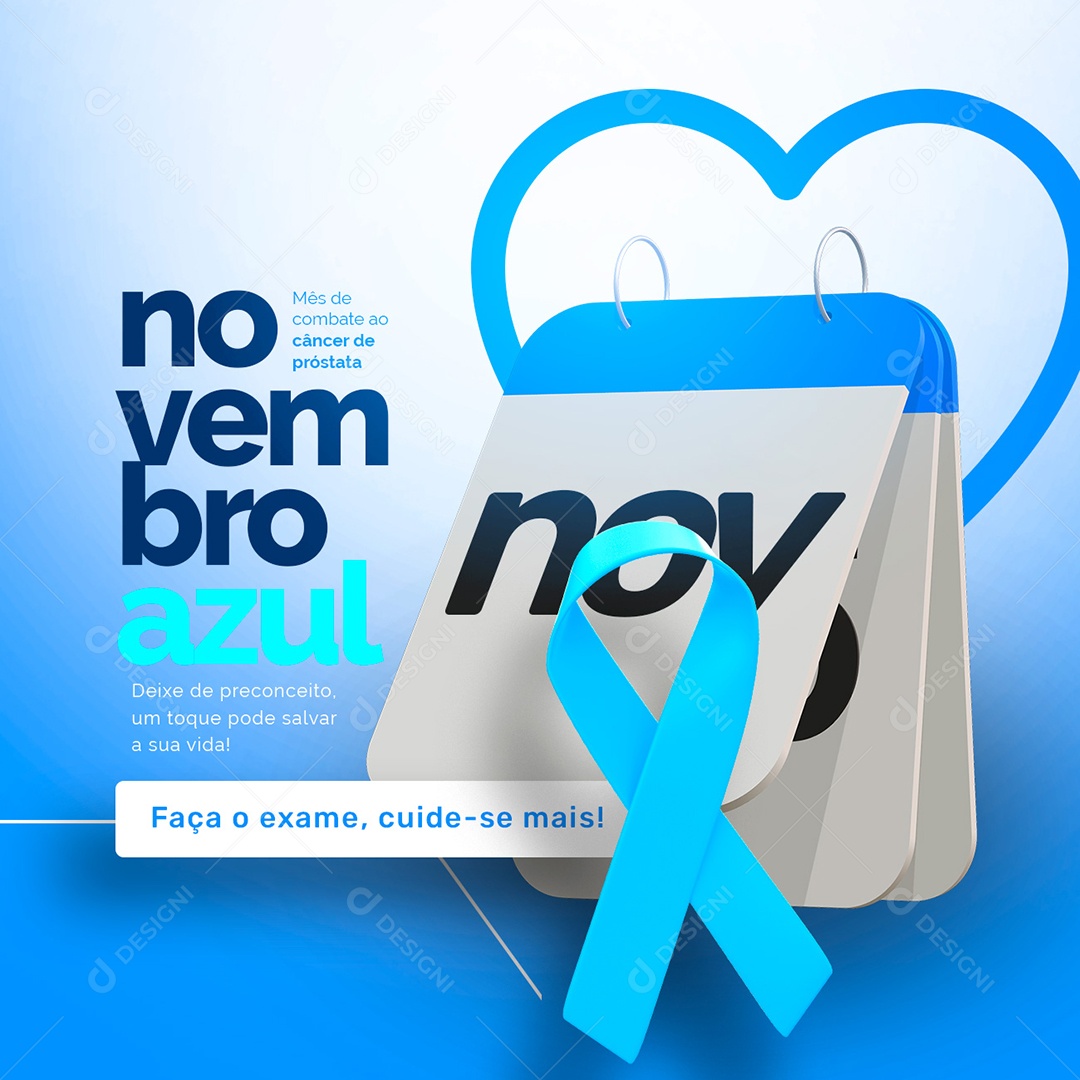 Faça o Exame Cuide Se Mais Novembro Azul Social Media PSD Editável