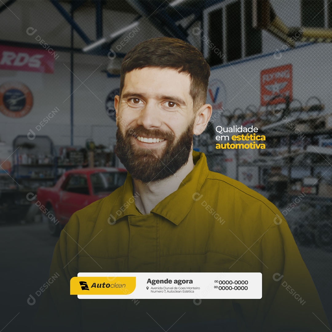 Qualidade em Estética Automotiva Agende Agora Social Media PSD Editável