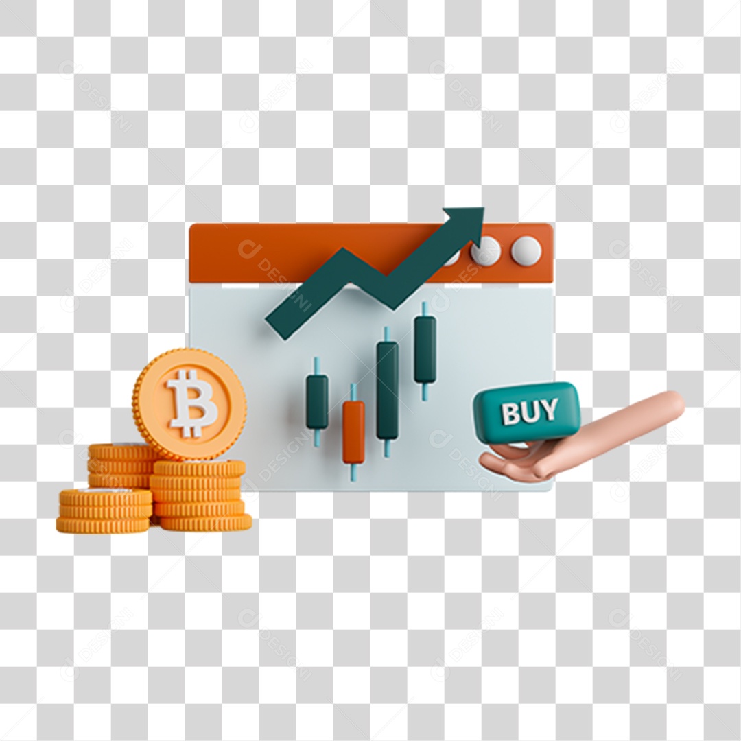 Elemento 3D Moeda Virtual para Composição PNG Transparente