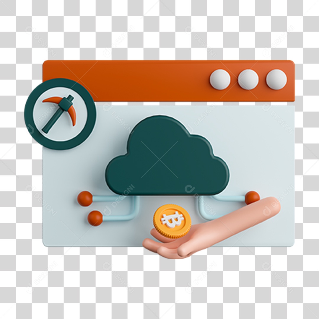 Elemento 3D Moeda Virtual para Composição PNG Transparente