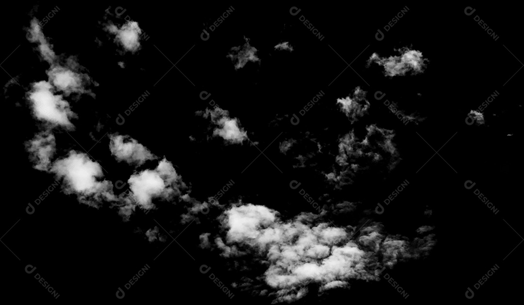 Nuvens brancas sobre fundo preto