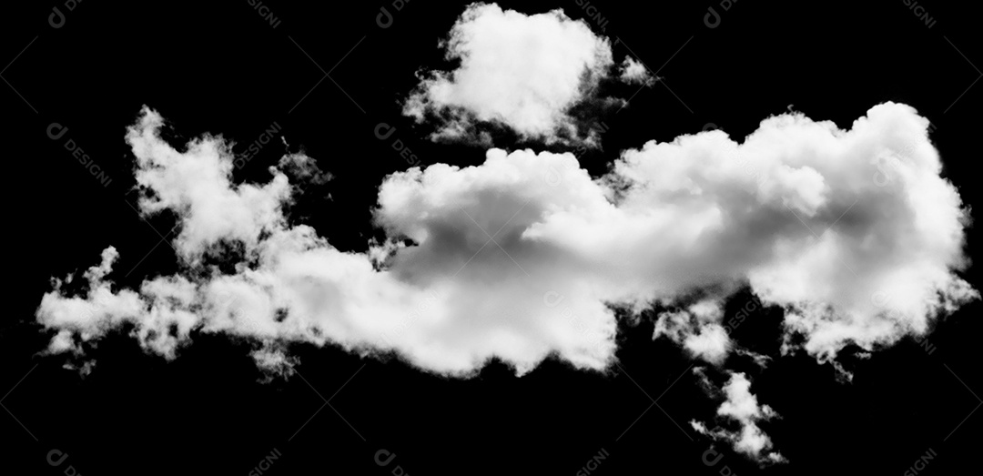Nuvens brancas sobre fundo preto