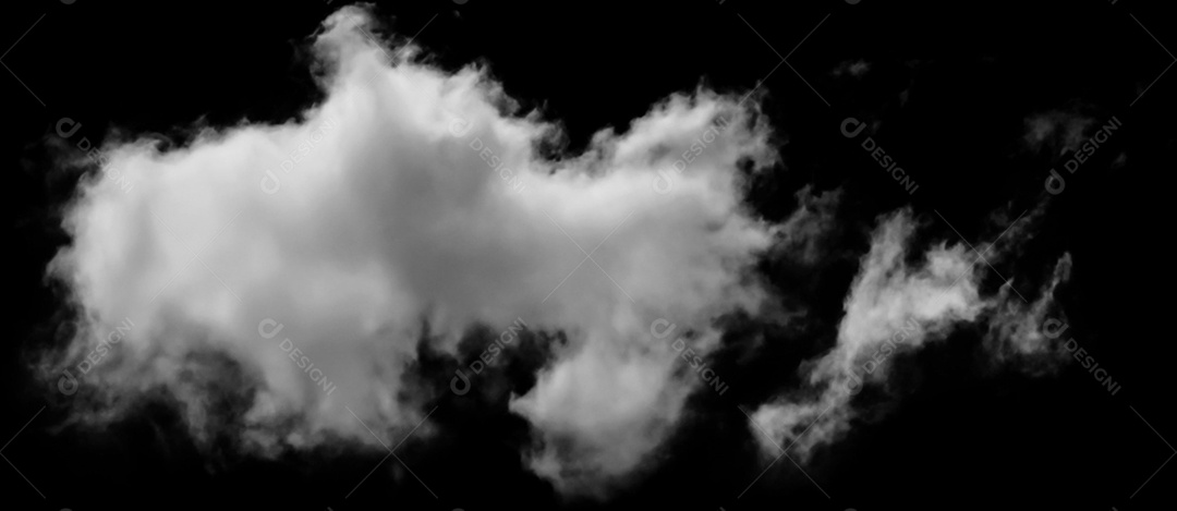 Nuvens brancas sobre fundo preto