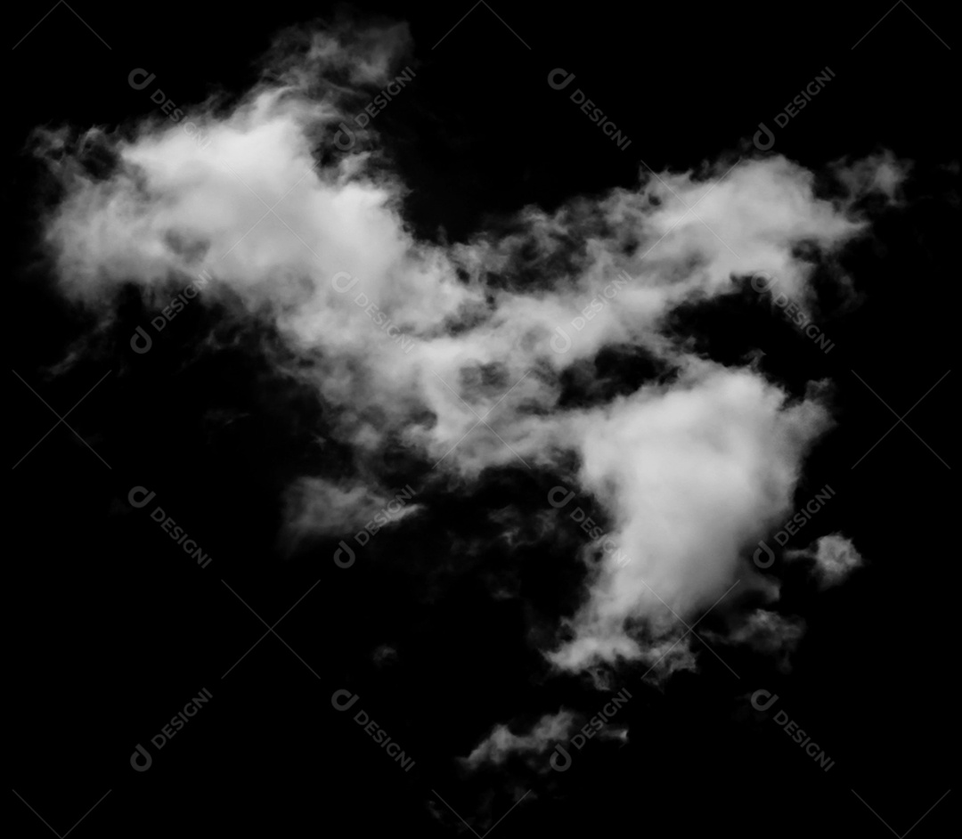 Nuvens brancas sobre fundo preto