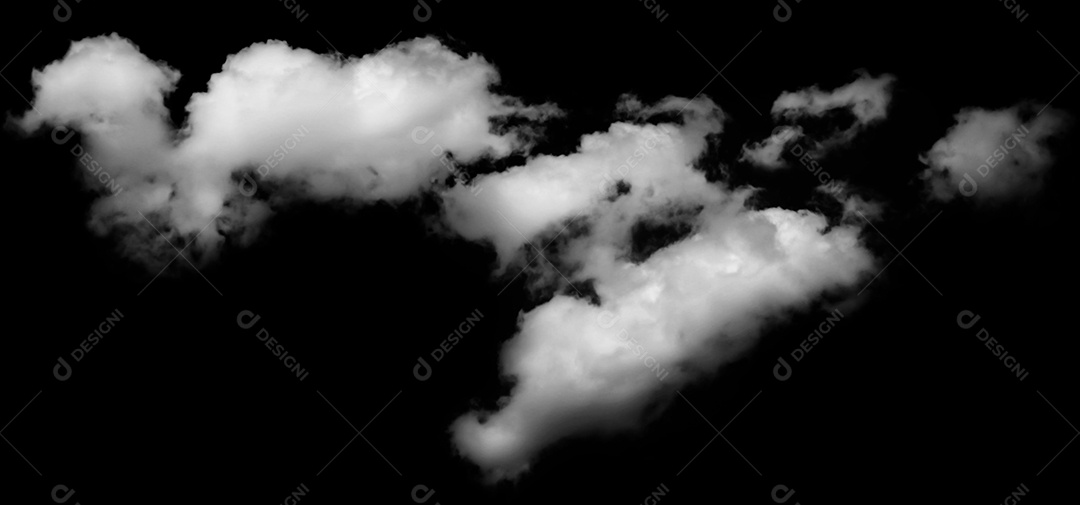 Nuvens brancas sobre fundo preto