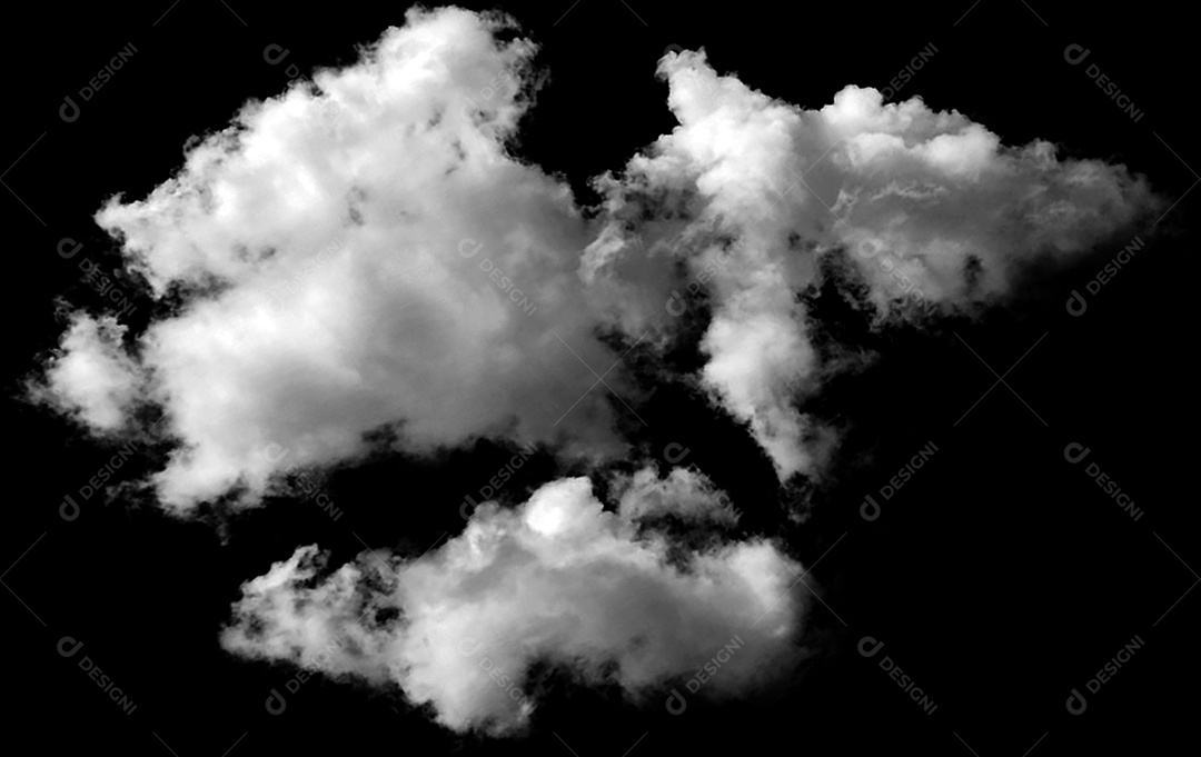 Nuvens brancas sobre fundo preto