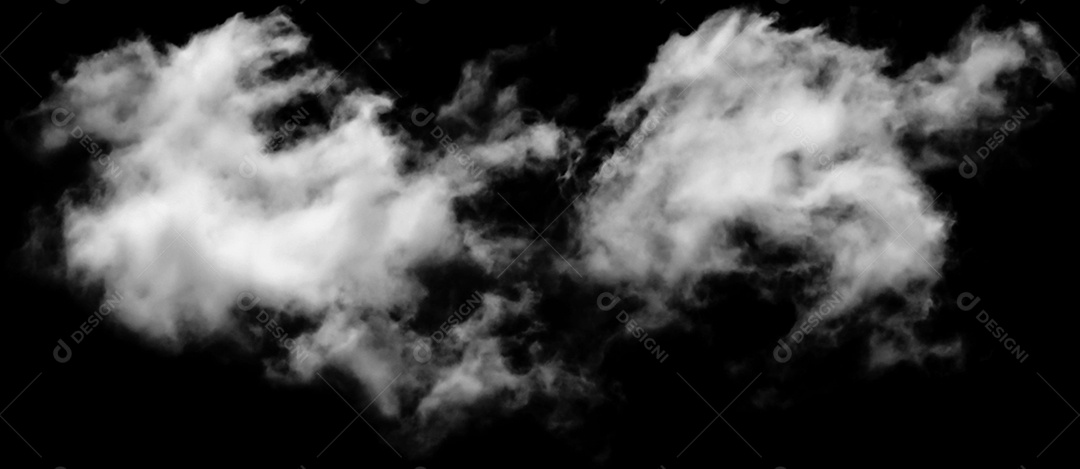 Nuvens brancas sobre fundo preto