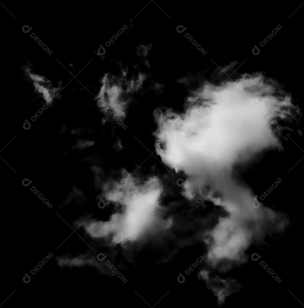 Nuvens brancas sobre fundo preto