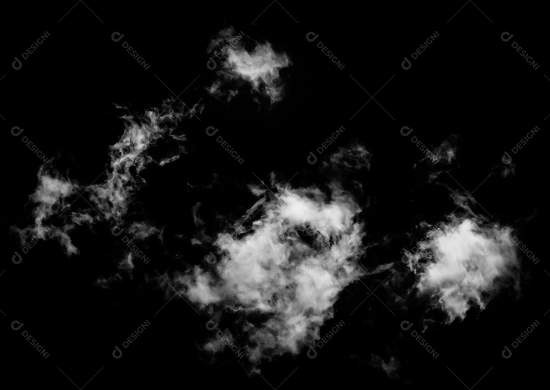 Nuvens brancas sobre fundo preto