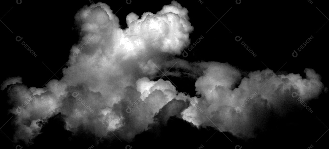 Nuvens brancas sobre fundo preto