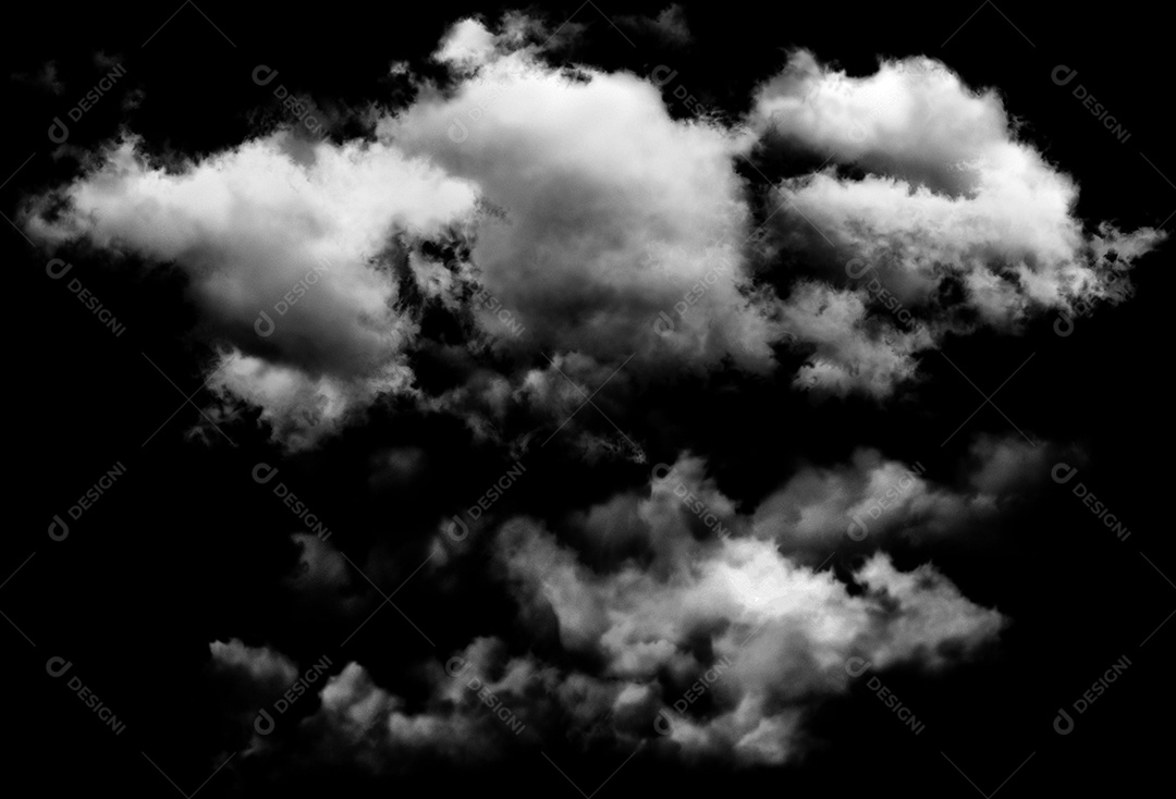Nuvens brancas sobre fundo preto