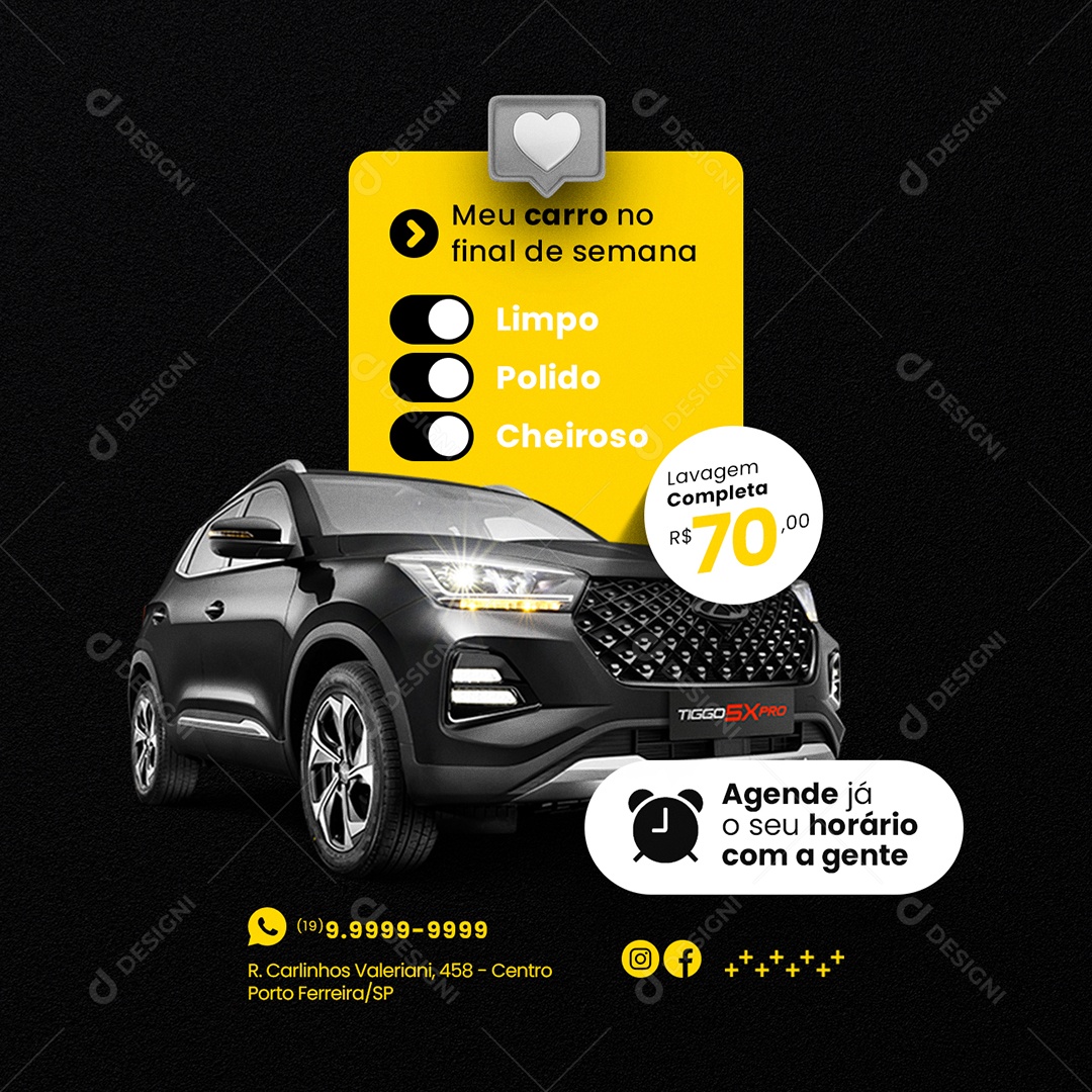Meu Carro no Final de Semana Estética Automotiva Social Media PSD Editável