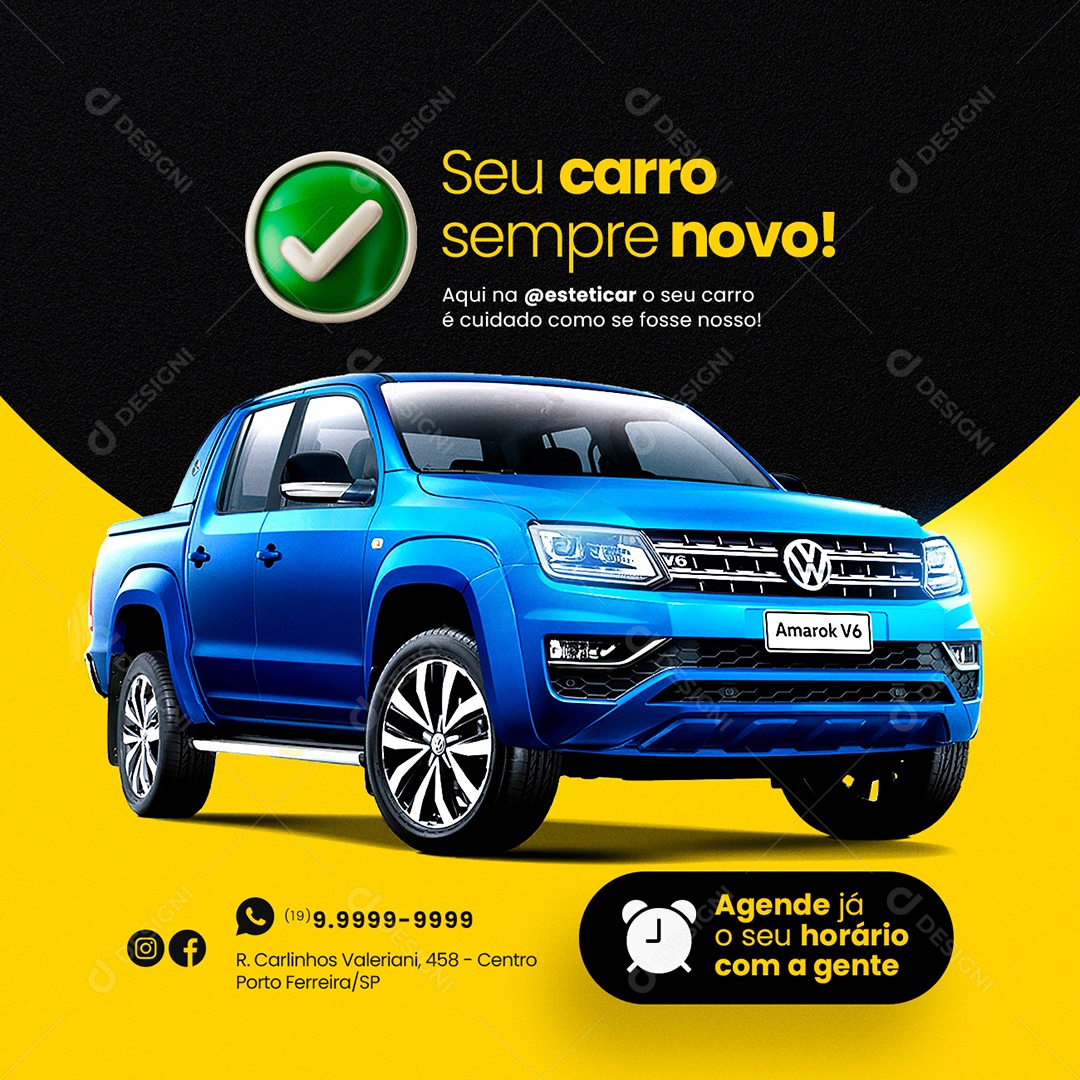 Seu Carro Sempre Novo Estética Automotiva Social Media PSD Editável