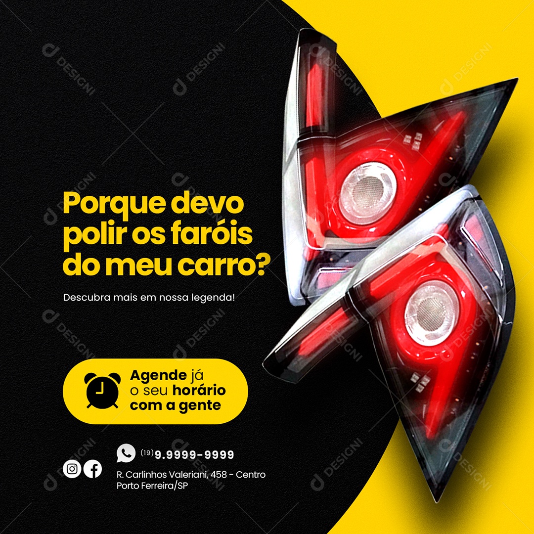 Porque Devo Polir os Faróis do Meu Carro Estética Automotiva Social Media PSD Editável