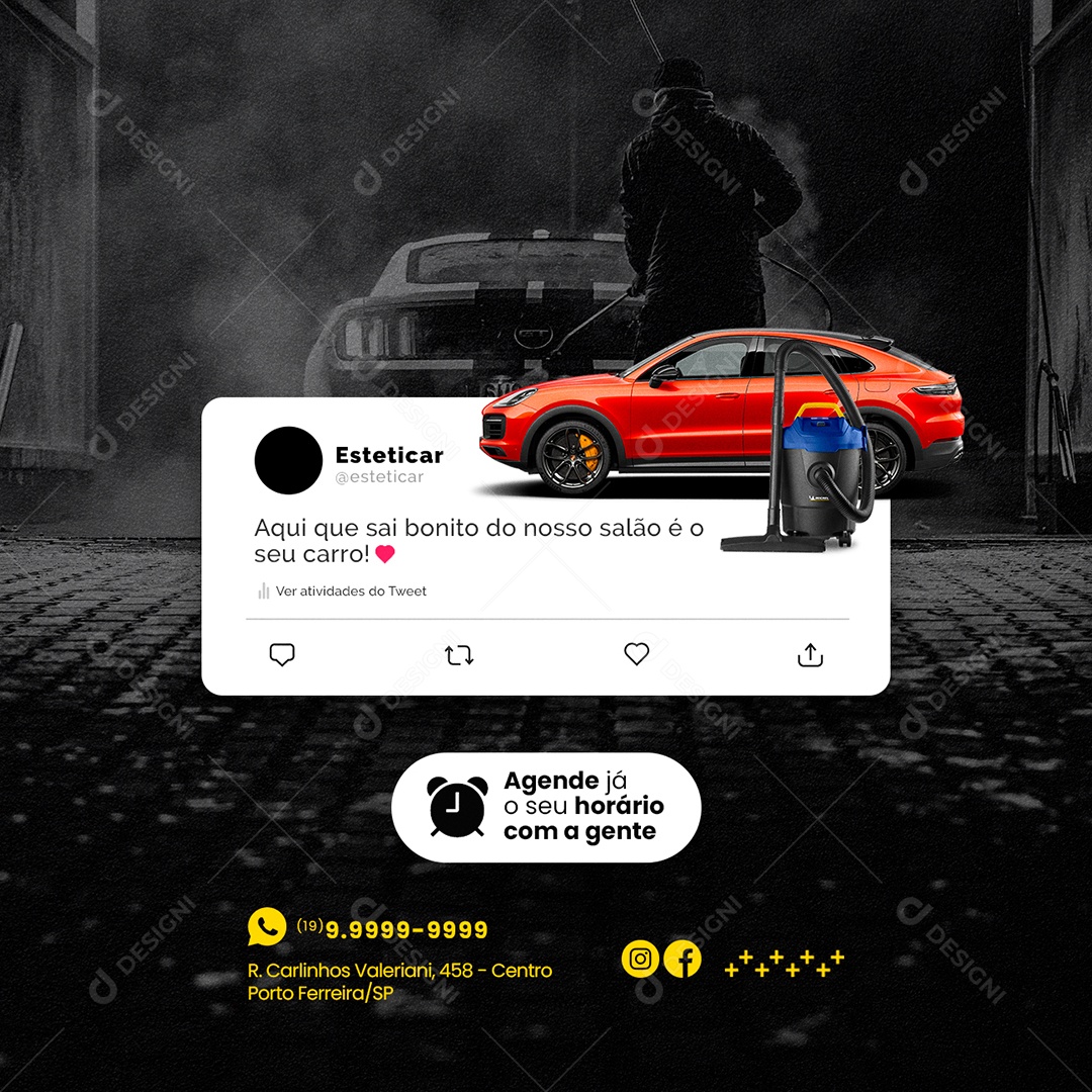 Aqui que Sai Bonito do Nosso Salão Estética Automotiva Social Media PSD Editável