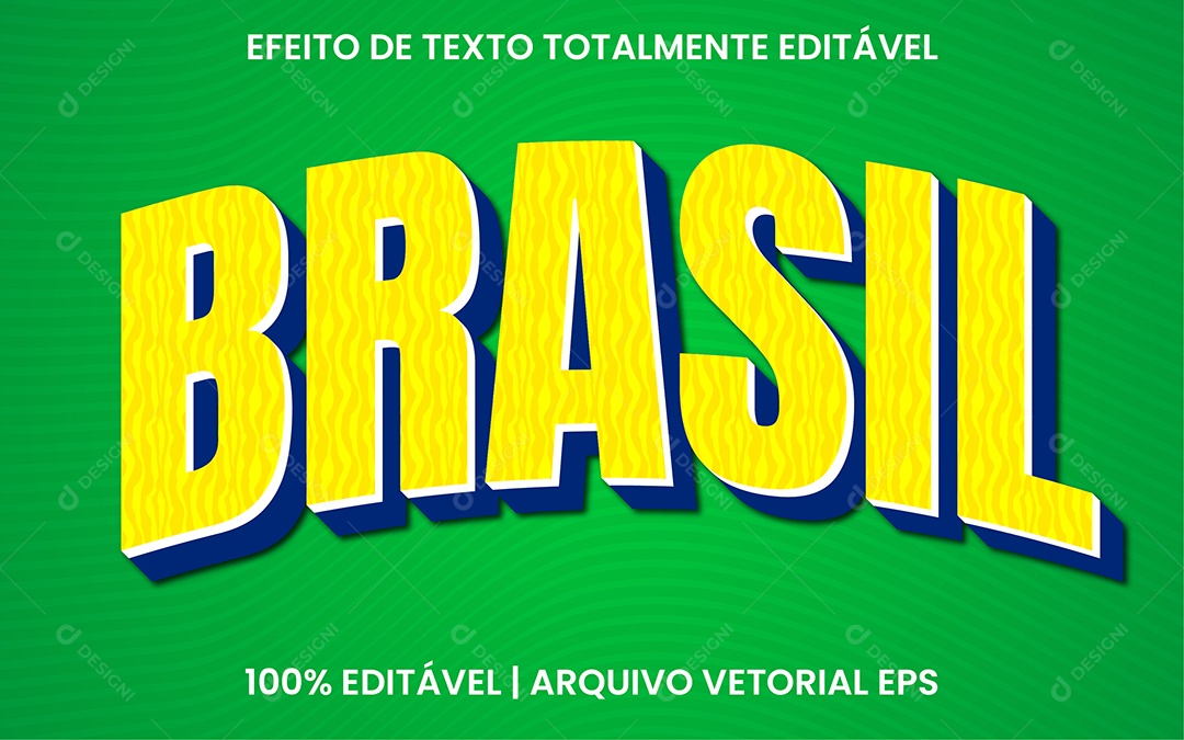 Efeito de Texto 3D Brasil EPS Editável