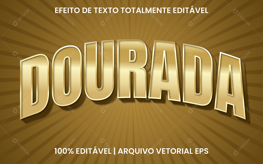 Efeito de Texto 3D Dourado EPS Editável
