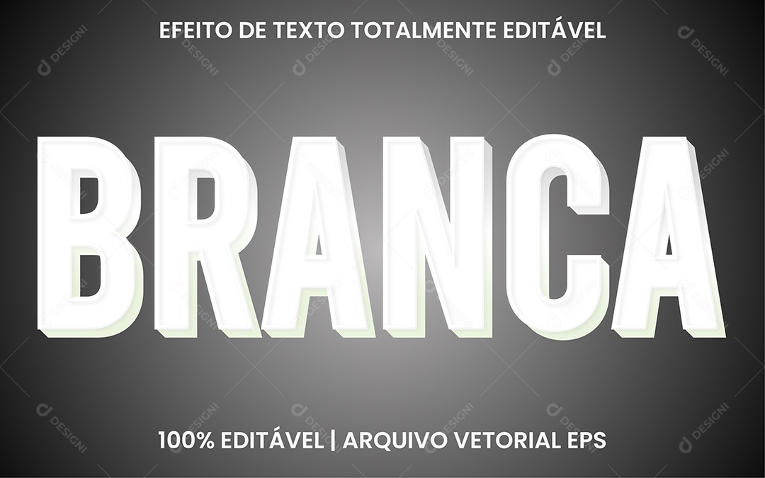 Efeito de Texto 3D Branca EPS Editável