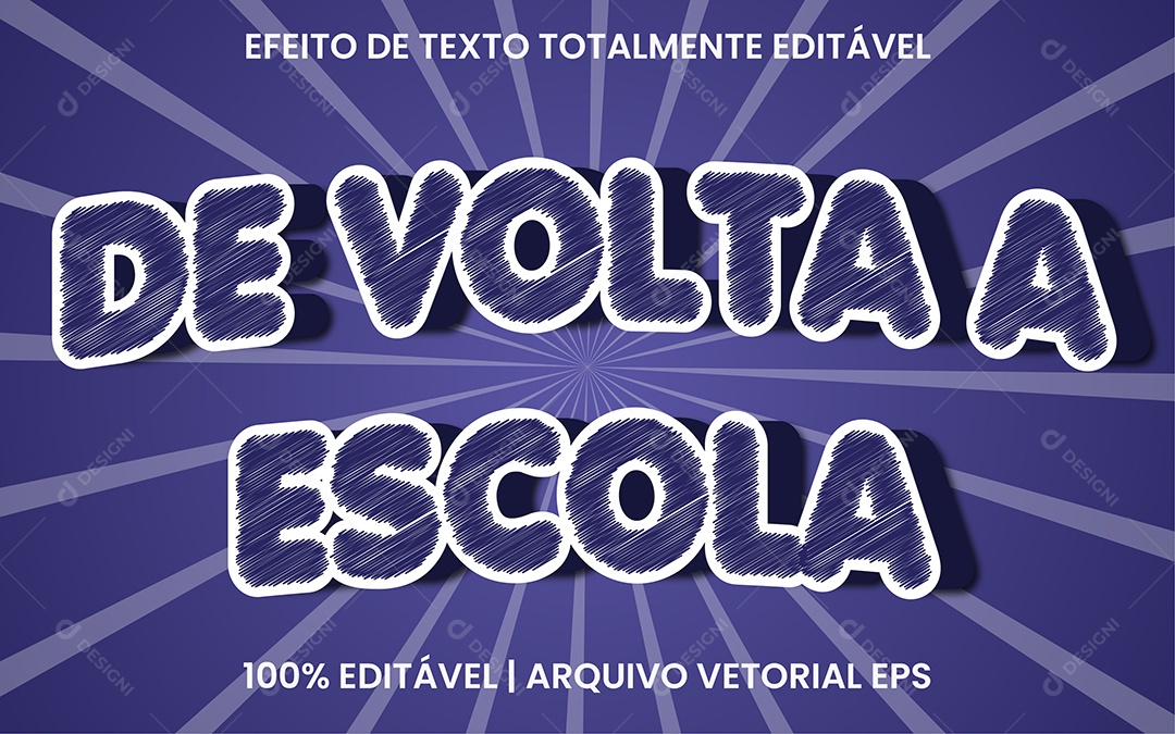Efeito de Texto 3D Volta a Escola EPS Editável
